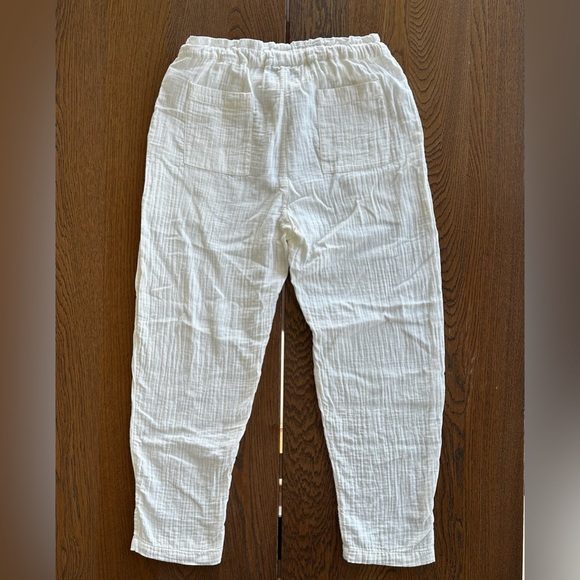 Madewell Drawstring Pants Lightspun Cotton Gauze Ivory White Beach Pants - Picture 2 of 4